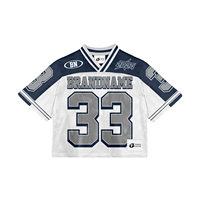 Nueva Camiseta de Fútbol Americano Personalizada, Estilo Retro, Corte Recortado, Deportiva, Holgada, para Entrenamiento, Malla 100% Poliéster de Secado Rápido