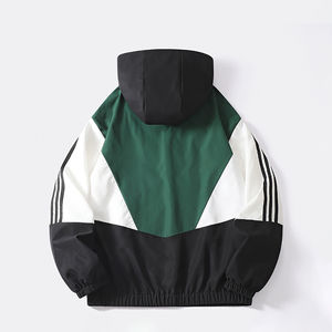 Coupe-vent en nylon 100% pour hommes, vêtements de rue, veste Colorblock, fermeture éclair avant imperméable pour le printemps - Product Image 5