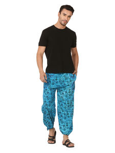 Azul oscuro Premium 100% algodón hombres ropa de casa cómodo globo Harem diseño salón pantalones recto impreso transpirable - Product Image 2