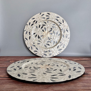 Eco-Friendly Artisan-Crafted Nacre Wood <b>Chargers</b> Luxury Mother of Pearl Inlay Tableware for Special Occasions and Unique Dishes - Product Image 5