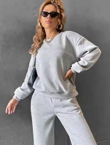 Sudadera de mujer de alta calidad con logotipo personalizado del fabricante, Conjunto de sudadera de 2 piezas, ropa de calle con hombros caídos, sudadera con capucha de lana de algodón de gran tamaño - Product Image 6