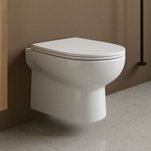 WC a muro bianco lucido in ceramica con scarico a parete da 1 - Product Image 1