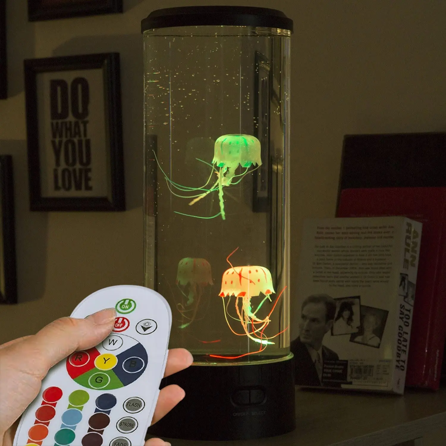Sıcak satış akıllı Led yüzen denizanası ışık uzaktan kumanda USB dekoratif renkli gece denizanası lamba