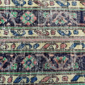 Alfombra Turca de 1.8x12.5 pies, Alfombra Azul con Diseño Floral de Lana - Product Image 5