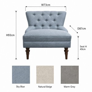 Sillón Moderno Tapizado en Lino con Patas de Madera de Roble Macizo para Sala de Estar, Dormitorio, Hotel, Muebles para el Hogar - Product Image 5
