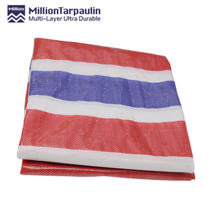 Million Color Striped PE Tarpaulin Finished Goods Red <strong>Blue</strong> White Thickened Design Virgin <strong>Material</strong> - Product Image 1