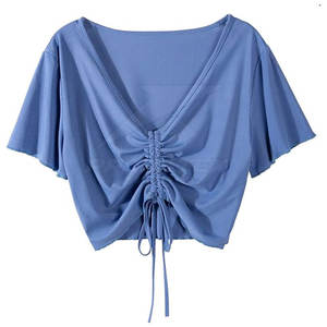 Moda Casual Ocasiones Salidas a la playa Ropa de gimnasio Crop Top Ladies Crop Top con mangas cortas para el verano - Product Image 1