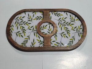 Plateau à collation en bois avec bols à trempette amovibles pour la restauration acheter en gros - Product Image 3