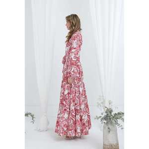 Robe trapèze confortable pour femme avec ceinture et taille empire 12636ELB avec détail imprimé - Product Image 3