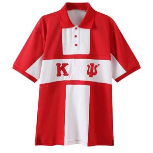 เสื้อเชิ้ตอัลฟ่าพีซแบบลำลองสำหรับผู้ชาย ผ้าคอตตอนผสมเนื้อผ้าถัก ระบายอากาศได้ดี แขนสั้น สีพื้น เสื้อผ้าสำหรับสมาคมพี่น้องแบบกรีก - Product Image 1