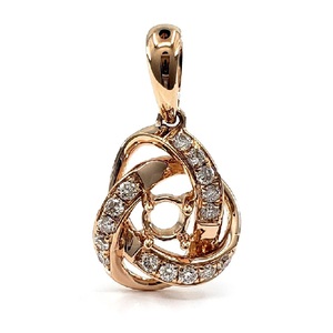 Livraison rapide bijoux habile Top qualité 18K solide or Rose véritable diamant rond Semi Mount pendentif pour femme - Product Image 1