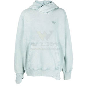 Sudadera con capucha térmica de lavado ácido de algodón 100% para hombre, ropa de invierno bordada de lana ligera cómoda, Sudadera con capucha de patrón sólido al por mayor - Product Image 1