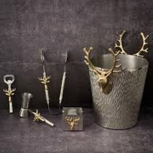 Métal de la meilleure qualité entièrement plaqué or pince couteau ouvre-bouteille et autres articles de bar ensemble avec support de l'Inde - Product Image 3