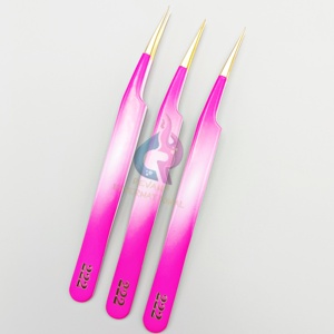 Pince à épiler d'extension de cils à poignée de Plan de couleur rose Ombre pince à cils d'isolation droite en acier inoxydable pour un ramassage fort - Product Image 2