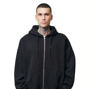 Sudadera con capucha de invierno informal con cremallera completa, 100% algodón, personalizable con serigrafía, estilo oversize, streetwear, a la moda - Product Image 1