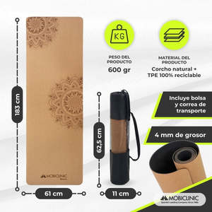 Mobiclinic EY-02 Eco-Friendly Non-Slip Natural Cork TPE <b>Yoga</b> <b>Mat</b> with Carry Bag Recyclable and Sustainable - Product Image 2