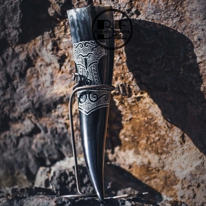 Corne à boire religieuse authentique 100% style animal naturel 300-400ml capacité écologique Logo personnalisé sculpté souvenir poli - Product Image 2