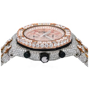 นาฬิกาสเตนเลสสตีลอัตโนมัติลายเพชรโมอิสหรูหราของผู้ชายหน้าปัดอนาล็อกแสดงวันที่หน้าต่างกันน้ำ - Product Image 4