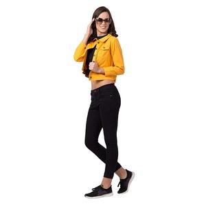Vestes en jean décontractées pour femmes, hiver, personnalisées, multi-fourrures, jaunes, veste en jean personnalisée pour femmes - Product Image 3