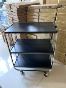 Chariot pliant de type Sheves, 3 pièces, chariot de service, meubles de cuisine style panneau de bois - Product Image 3