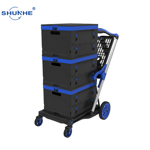 Carrito de Compras Plegable Industrial y Comercial SHUNHE OEM/ODM, de Dos Niveles, con 4 Ruedas, Plataforma, Carretilla de Mano, Herramientas - Product Image 2