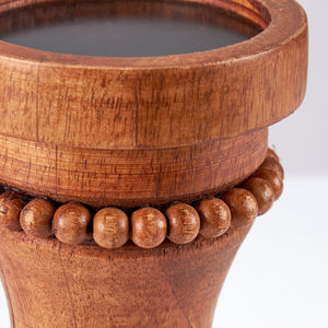 Natural Brown Wooden <b>Candle</b> Holder <b>Set</b> of 2 Decorative Beaded Pillar Stand Rustic Table Decor Accent for Home Office and <b>Gift</b> - Product Image 6