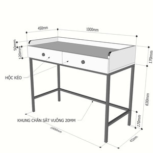 Modern European Design Dressing <b>Table</b> BTD68048 Solid Wood with 2 Iron Leg Drawers and <b>Mirror</b> for Home Living Room Furniture - Product Image 3