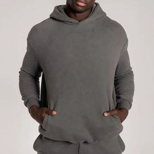 100% Cotton Men's Oversize Hoodie Custom Printed Basic <b>Sweatshirts</b> with Kangaroo Pocket Embossed Puff Technics <b>Long</b> Length - Product Image 4