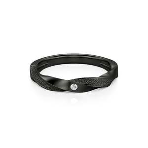 Jeulia <b>Black</b> Stippled Twist Men's Wedding Band Diamond <b>Ring</b> - Product Image 1