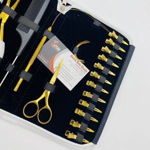 Kit d'outils d'extension de cheveux en microbilles et attachés à la main avec aiguille à coudre pinces à cheveux en acier inoxydable plaqué or - Product Image 3