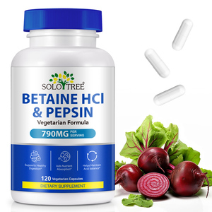 SOLOTREE Betaine HC-I 650mg & Pepsin 120 kapsul Vegan dukungan enzim pencernaan canggih untuk asam perut rendah - Product Image 3
