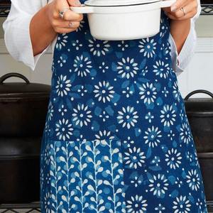 Tablier de récolte en coton biologique le plus vendu accessoire de cuisine de style sangle avec motif teint en plantes imprimé en bloc pour un usage domestique - Product Image 4