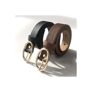 Ceinture pour femme à boucle ovale 2 pièces, ceinture pour pantalon, ceinture pour veste, ceinture pour robe, ceinture pour chemise - Noir-brun - Product Image 6
