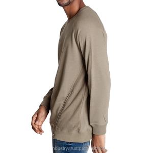 เสื้อสเวตเตอร์สวมหัวคอกลมผ้าฝ้าย100% ของผู้ชายเสื้อแร็กแลนแขนเสื้อลำลองขนแกะโอเวอร์ไซส์ย้อมสีพื้น - Product Image 5