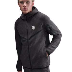 Veste à capuche zippée intégrale en polaire technique pour homme Noir chiné Légère Chaude Vêtement de sport d'entraînement Vêtement de sport haut de gamme - Product Image 4