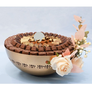 Bol décoratif de table de maison de conception arabe Affichage de dessert sucré Bol à chocolat en métal Occasions de mariage Bol à fruits secs de service - Product Image 5