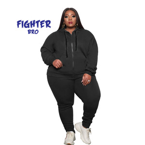 Costume de jogging 2 pièces décontracté grande taille pour femmes avec veste à fermeture éclair pantalon de survêtement ensemble de survêtements avec fermeture à cordon de serrage survêtement - Product Image 3