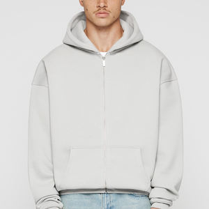 Oem algodón hombres gimnasio sudaderas con cremallera Sudadera con capucha, jersey de cara completa con cremallera, venta al por mayor de impresión personalizada en blanco cremallera completa con capucha - Product Image 4