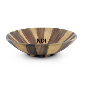 Produit de vente chaud en bois émail imprimé finition brillante forme ronde bol de service bols de service en bois fabriqués à la main - Product Image 4