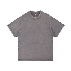 100%Cotton 300gsm Oversized Heavy Weigh <b>Tshirt</b> For Men Drop Shoulder Custom Logo Vintage Acid Wash T-Shirt - Product Image 2