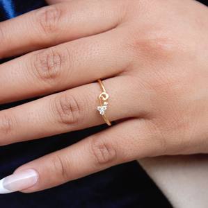 Anillo de oro amarillo macizo de 18 quilates Diamantes naturales de 0,06 quilates Diseño de pavo real Banda de tres piedras Regalo de aniversario para esposa - Product Image 6