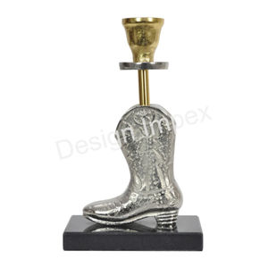 Tableware Showpiece <b>Candle</b> Stand Silver and <b>Gold</b> Theme Elegant <b>Candle</b> Holder Unique Horse Riding Boot <b>Candle</b> Stand Equestrian - Product Image 1