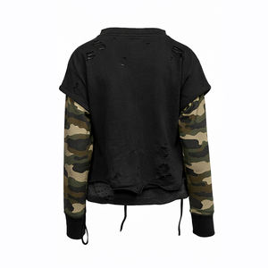 Custom Heavyweight Cotton Camo Oversized Boxy T-Shirt Vintage Distressed Double Layer <b>Long</b> <b>Sleeve</b> Streetwear Tee - Product Image 4