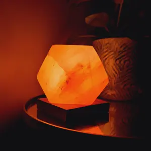 Lampes de sel en forme de diamant de l'Himalaya avec ampoule et câblage, lampes de sel du Pakistan, lampes de sel de l'Himalaya en gros - Product Image 3