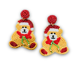 Pendientes de gota de Navidad con cuentas de semilla de Color amarillo, pendientes de gota de Navidad con cuentas de semilla de diseño único, pendientes de Navidad con cuentas - Product Image 1