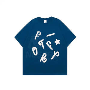 2025 100% coton solide tricoté personnalisé bouffée imprimé de haute qualité écologique coupe ample grande taille T-Shirts en gros - Product Image 2