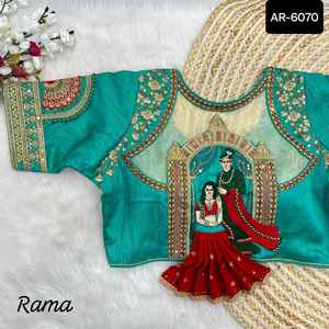 Vêtements de fête de créateurs de style indien Saree avec broderie Collections de chemisiers à bas prix avec broderie lourde et travail de séquence - Product Image 6