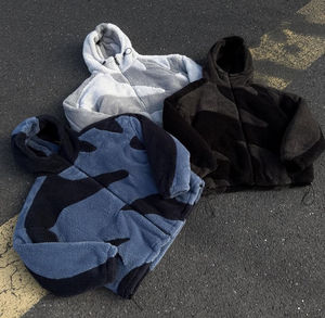 แจ็กเก็ตมีฮู้ดสำหรับผู้ชาย, แจ็กเก็ตขนแกะเชอร์ปาซิปรูดหนาใส่ได้สำหรับใส่กลางแจ้ง - Product Image 1