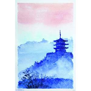 Temple Forest and Dawn <b>Poster</b> Wall Decor Paper Art <b>Poster</b> - Product Image 1