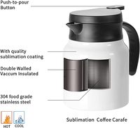 Vierges de sublimation double paroi en acier inoxydable 1000ML blanc isolé sous vide bouilloire à thé flacon cafetière